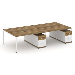 Рабочая станция на 4 места с двумя двухсторонними опорными тумбами