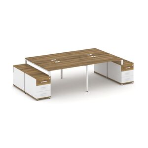 Рабочая станция на 4 места с двумя двухсторонними опорными тумбами