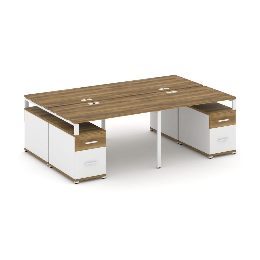 Рабочая станция на 4 места с двумя двухсторонними опорными тумбами