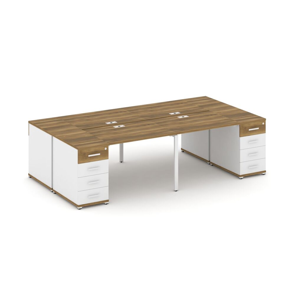 Рабочая станция на 4 места с двумя опорными тумбами