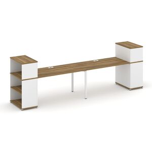 Рабочая станция с опорными стеллажами с надставкой низкой