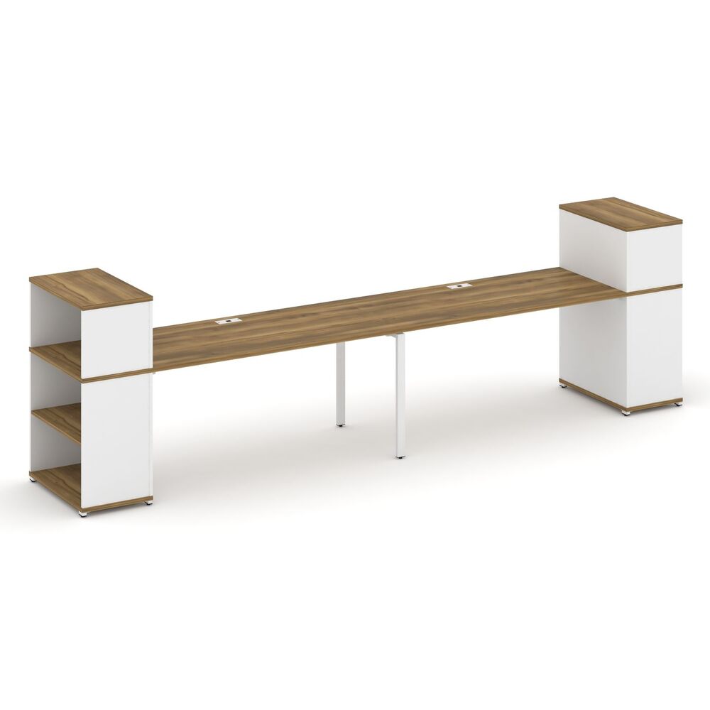 Рабочая станция с опорными стеллажами с надставкой низкой