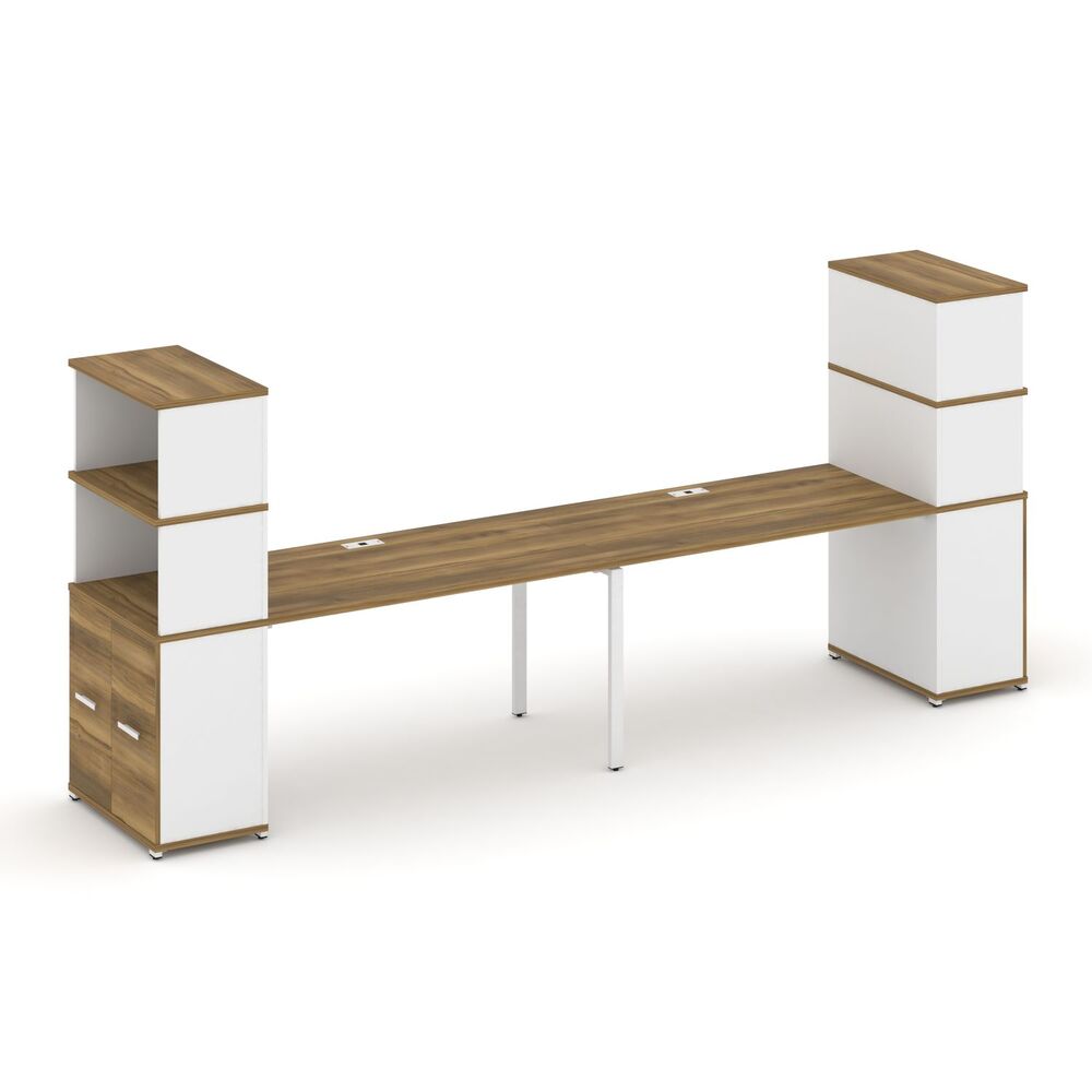 Рабочая станция с опорными распашными шкафами с надставкой высокой