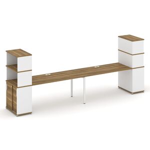 Рабочая станция с опорными шкафом купе с надставкой высокой