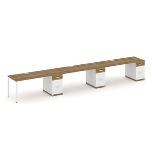 Рабочая станция на 3 места с тремя опорными тумбами