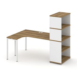 Стол эргономичный с опорным стеллажом с надставкой высокой левый