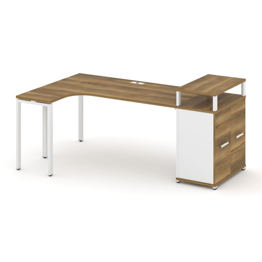 Стол эргономичный с опорным распашным шкафом с верхним горизонтом левый