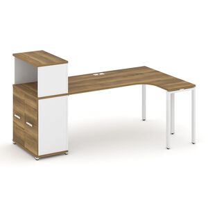 Стол эргономичный с опорным распашным шкафом с надставкой низкой правый