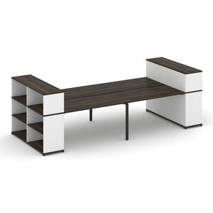 Рабочая станция с опорными стеллажами с надставкой низкой