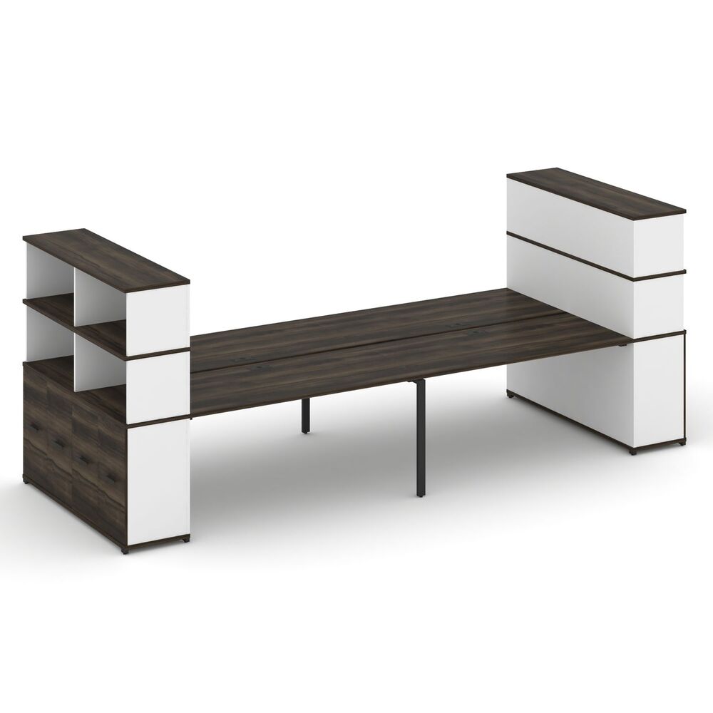 Рабочая станция с опорными распашными шкафоми с надставкой высокой