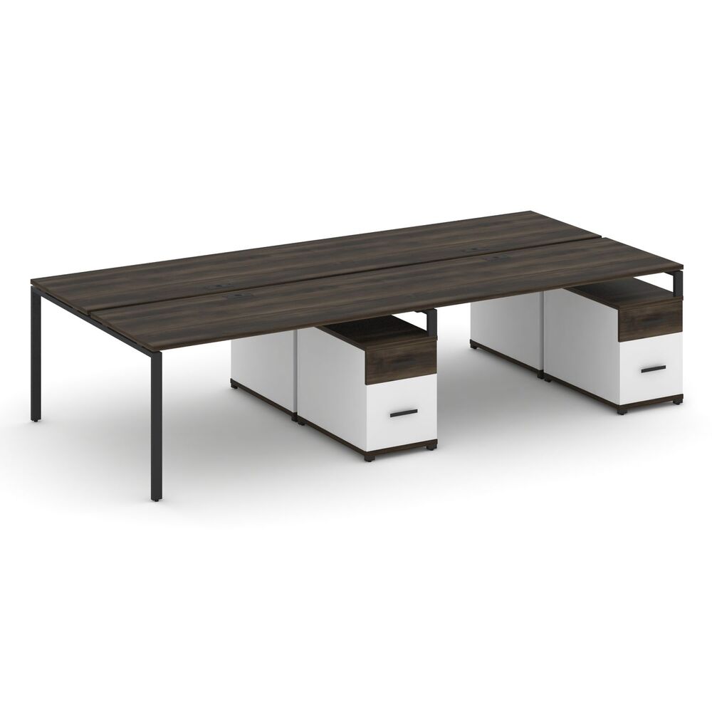 Рабочая станция на 4 места с двумя двухсторонними опорными тумбами