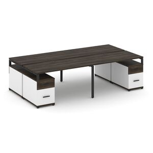 Рабочая станция на 4 места с двумя двухсторонними опорными тумбами