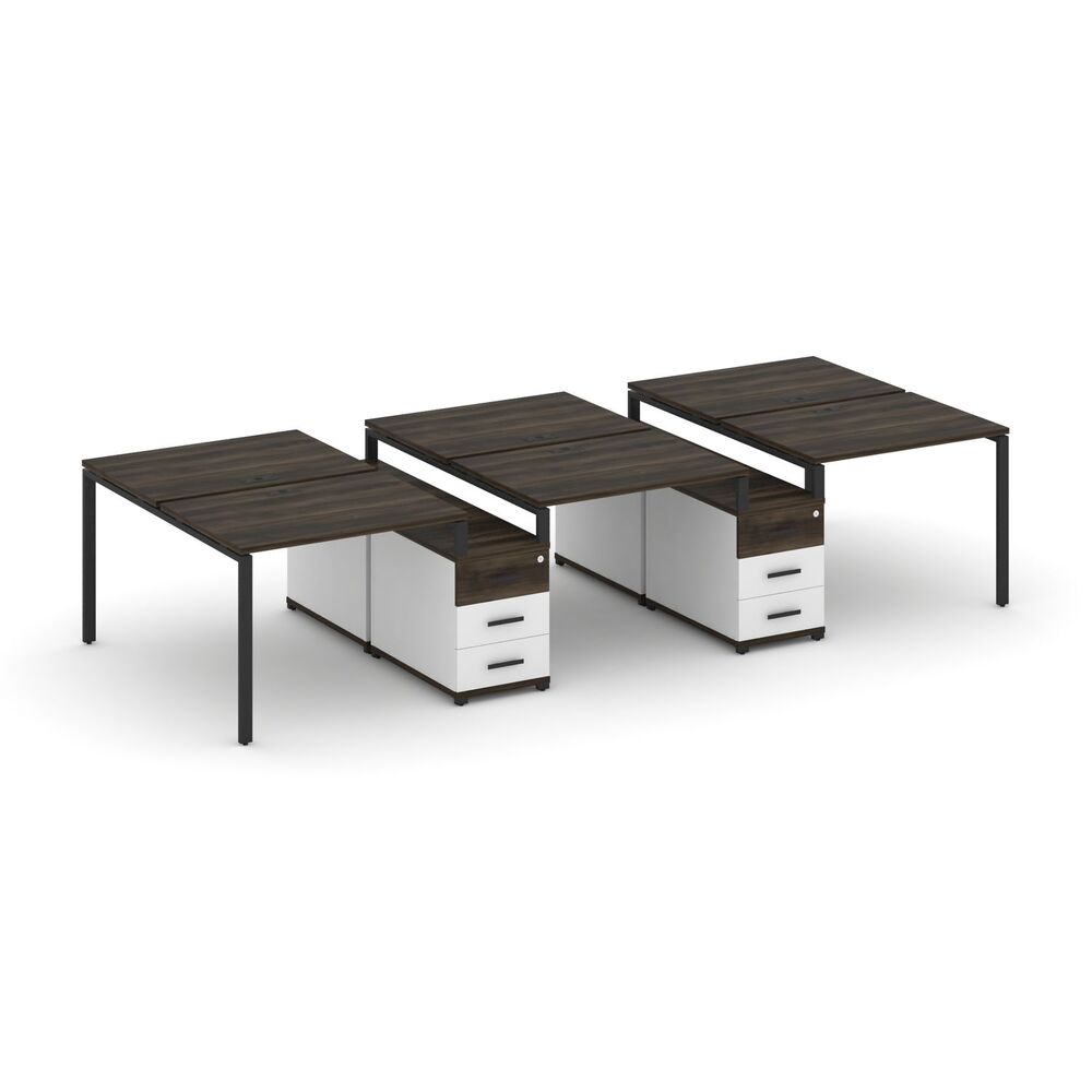 Рабочая станция на 6 мест с двумя двухсторонними опорными тумбами