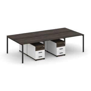 Рабочая станция на 6 мест с двумя двухсторонними опорными тумбами