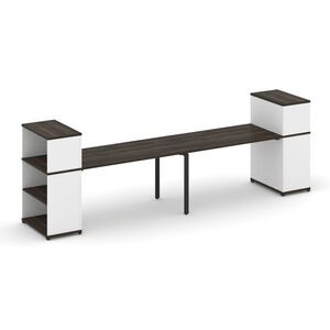 Рабочая станция с опорными стеллажами с надставкой низкой