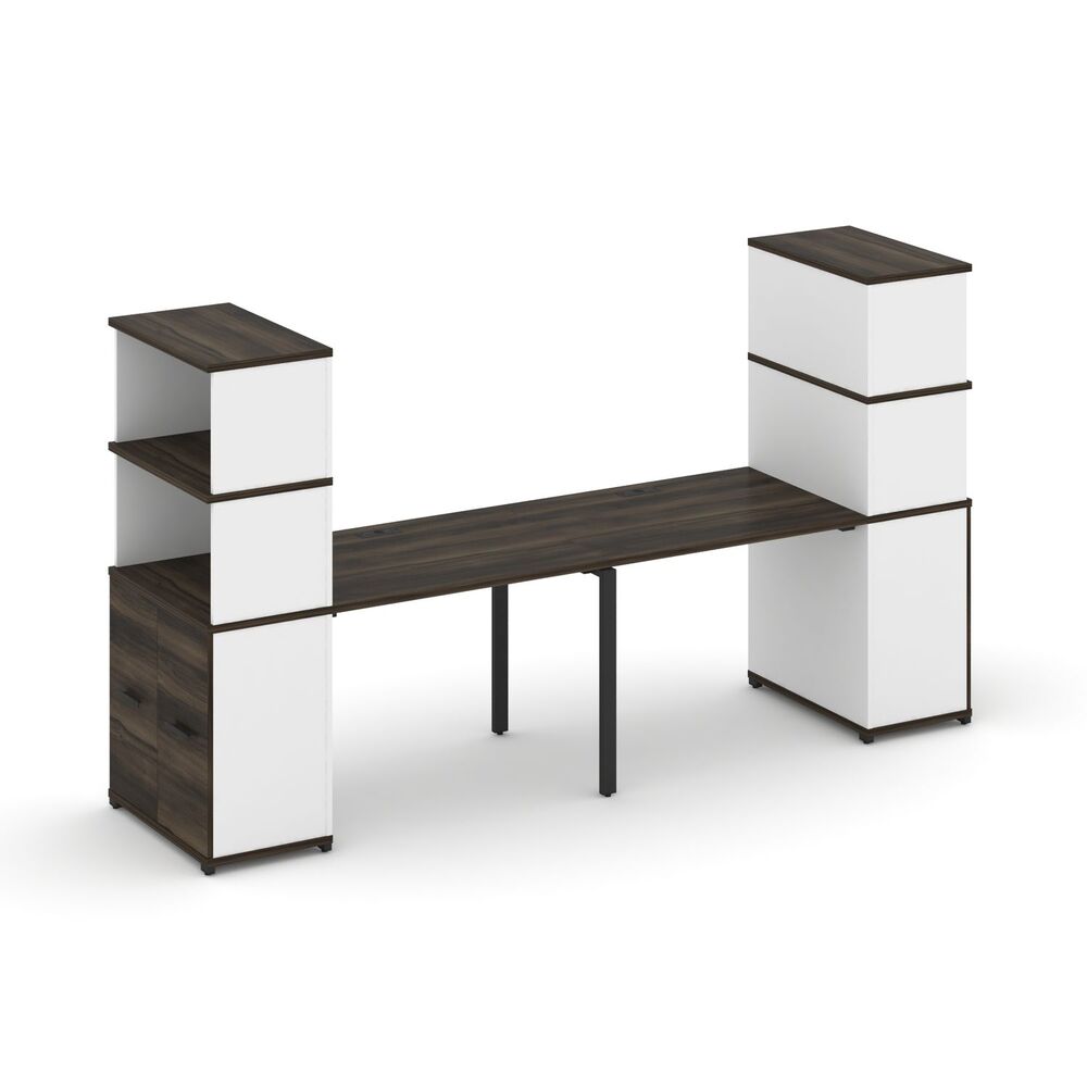 Рабочая станция с опорными распашными шкафами с надставкой высокой