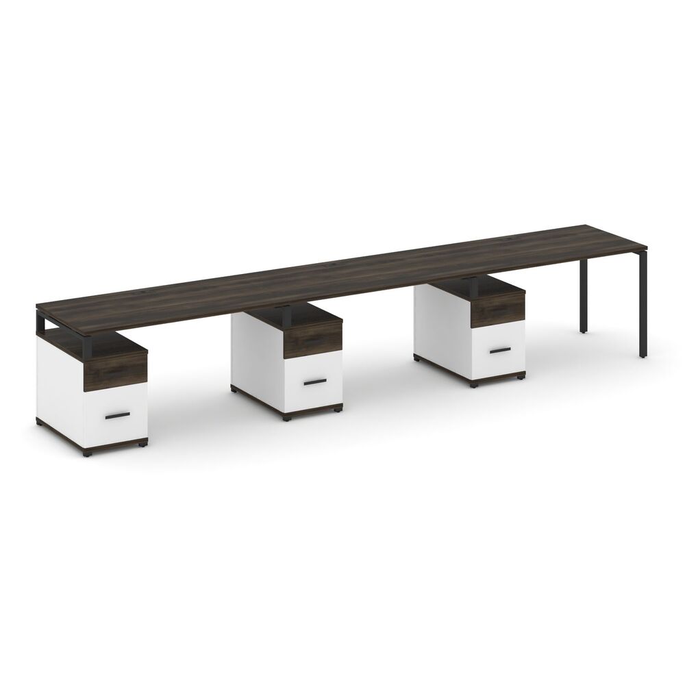 Рабочая станция на 3 места с тремя опорными тумбами