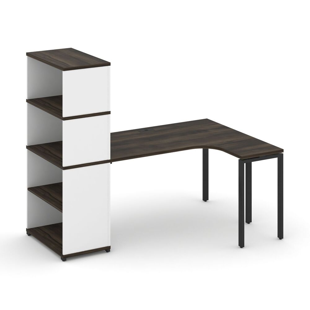 Стол эргономичный с опорным стеллажом с надставкой высокой правый