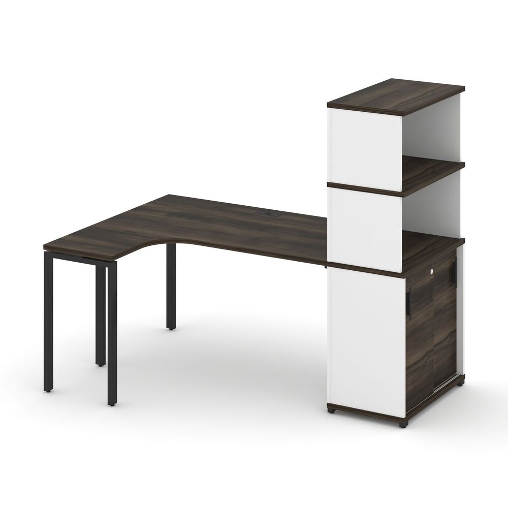 Стол эргономичный с опорным шкафом-купе с надставкой высокой левый