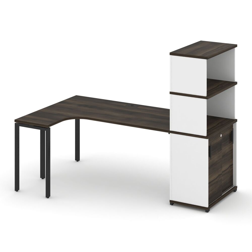 Стол эргономичный с опорным шкафом-купе с надставкой высокой левый