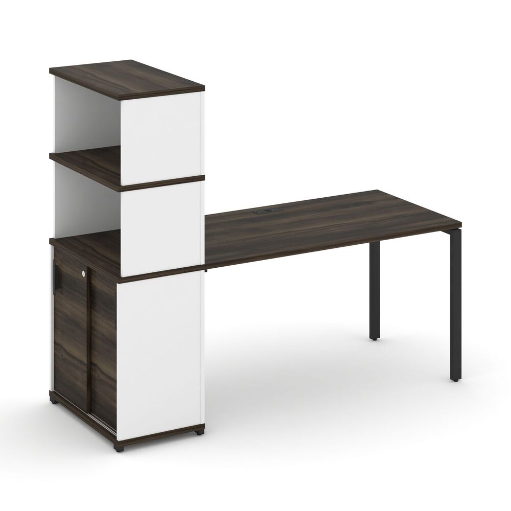 Стол рабочий с опорным шкафом купе с надставкой высокой