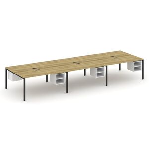 Рабочая станция двухсторонняя с подвесными тумбами на 6 мест