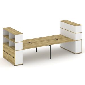 Рабочая станция с опорными распашными шкафоми с надставкой высокой