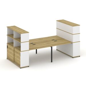 Рабочая станция с опорными шкафами купе с надставкой высокой