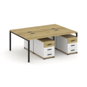 Рабочая станция на 4 места с двумя двухсторонними опорными тумбами