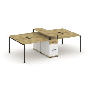 Рабочая станция на 4 места с одной опорной тумбой