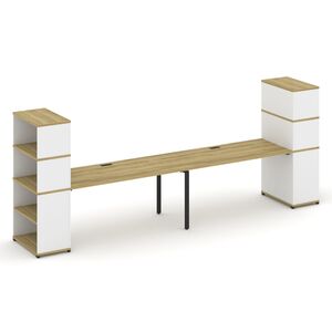 Рабочая станция с опорными стеллажами с надставкой высокой