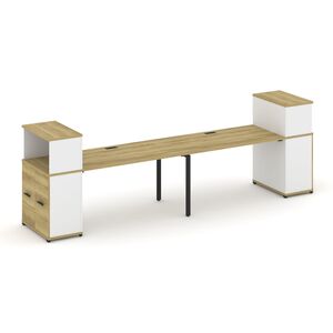 Рабочая станция с опорными распашными шкафами с надставкой низкой