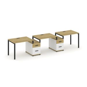 Рабочая станция на 3 места с двумя опорными тумбами