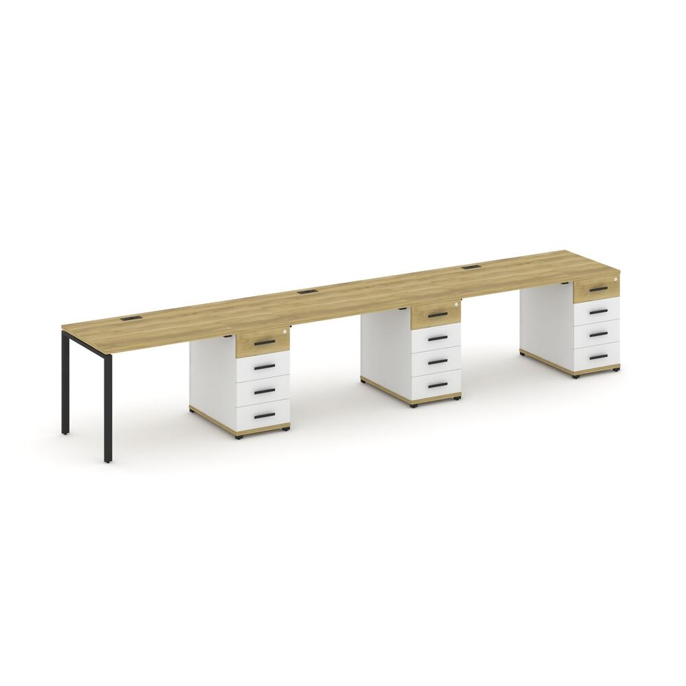 Рабочая станция на 3 места с тремя опорными тумбами