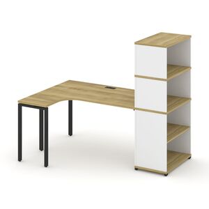 Стол эргономичный с опорным стеллажом с надставкой высокой левый