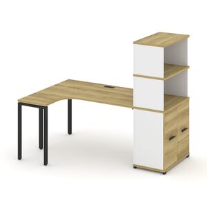 Стол эргономичный с опорным распашным шкафом с надставкой высокой левый