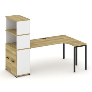 Стол эргономичный с опорным распашным шкафом с надставкой высокой правый