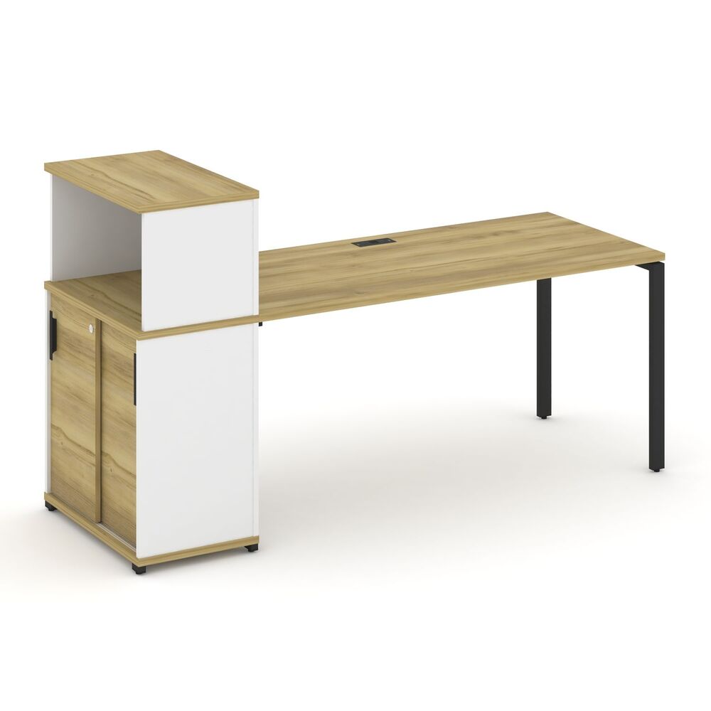 Стол рабочий с опорным шкафом купе с надставкой низкой