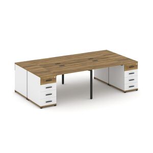 Рабочая станция на 4 места с двумя опорными тумбами