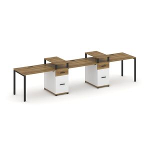 Рабочая станция на 3 места с двумя опорными тумбами