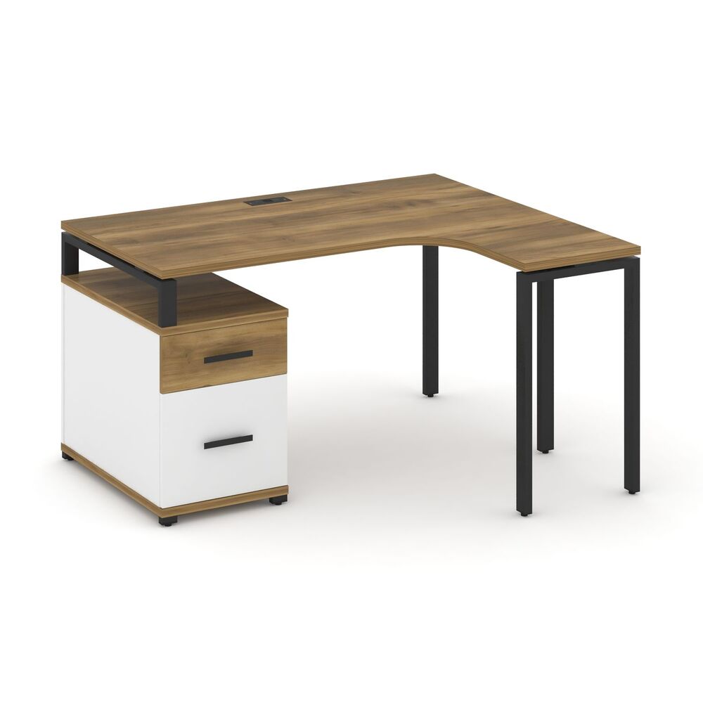 Стол эргономичный правый с опорной тумбой