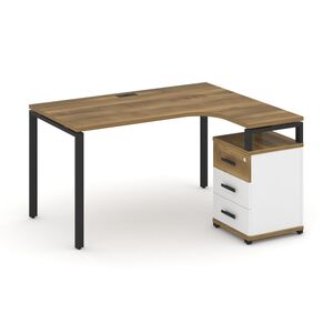 Стол эргономичный правый с опорной тумбой