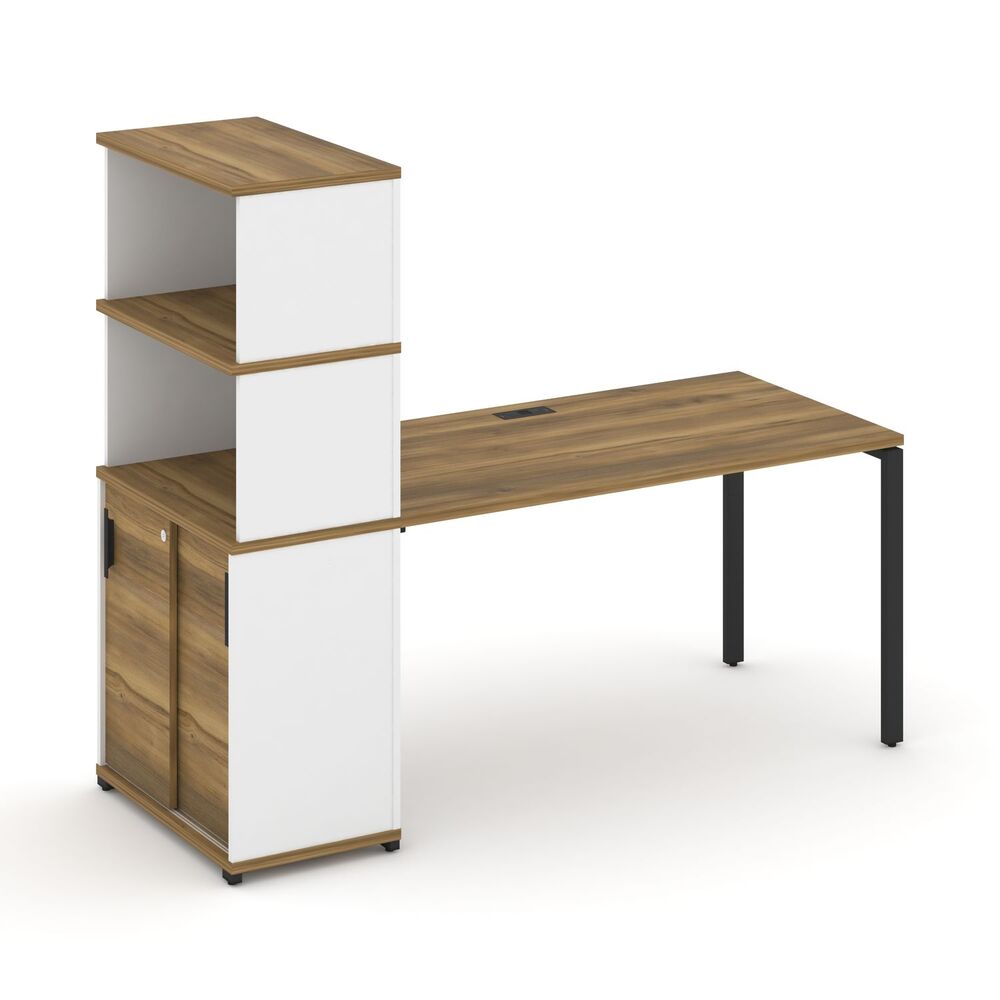 Стол рабочий с опорным шкафом купе с надставкой высокой
