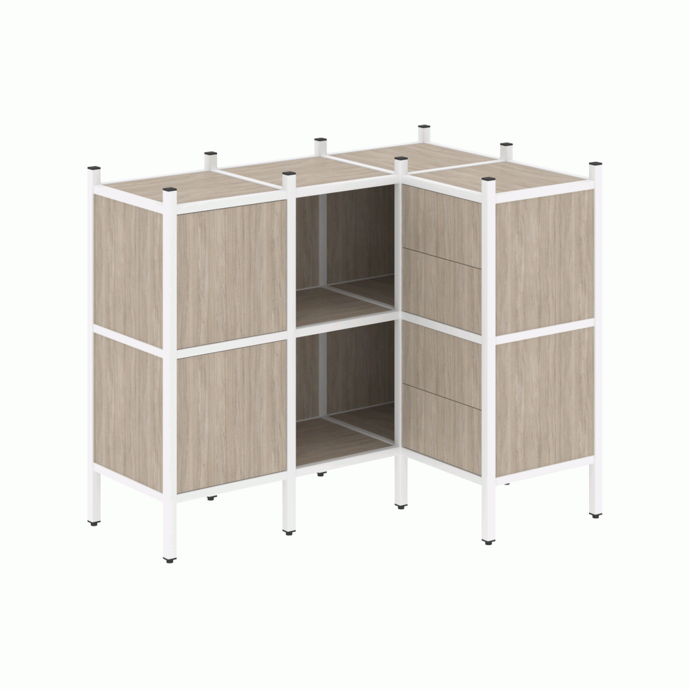 Угловой внутренний стеллаж наборный