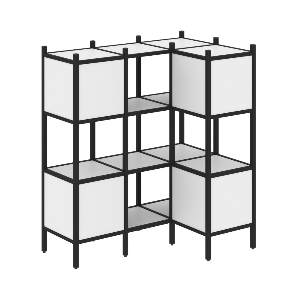 Угловой внутренний стеллаж наборный