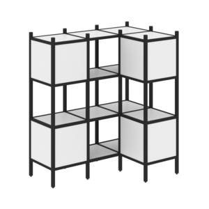 Угловой внутренний стеллаж наборный