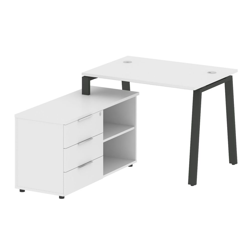 Рабочая станция на А-образном м/к с опорной тумбой левая