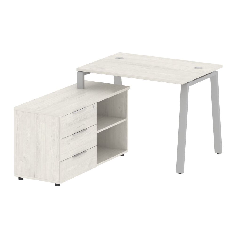 Рабочая станция на А-образном м/к с опорной тумбой левая