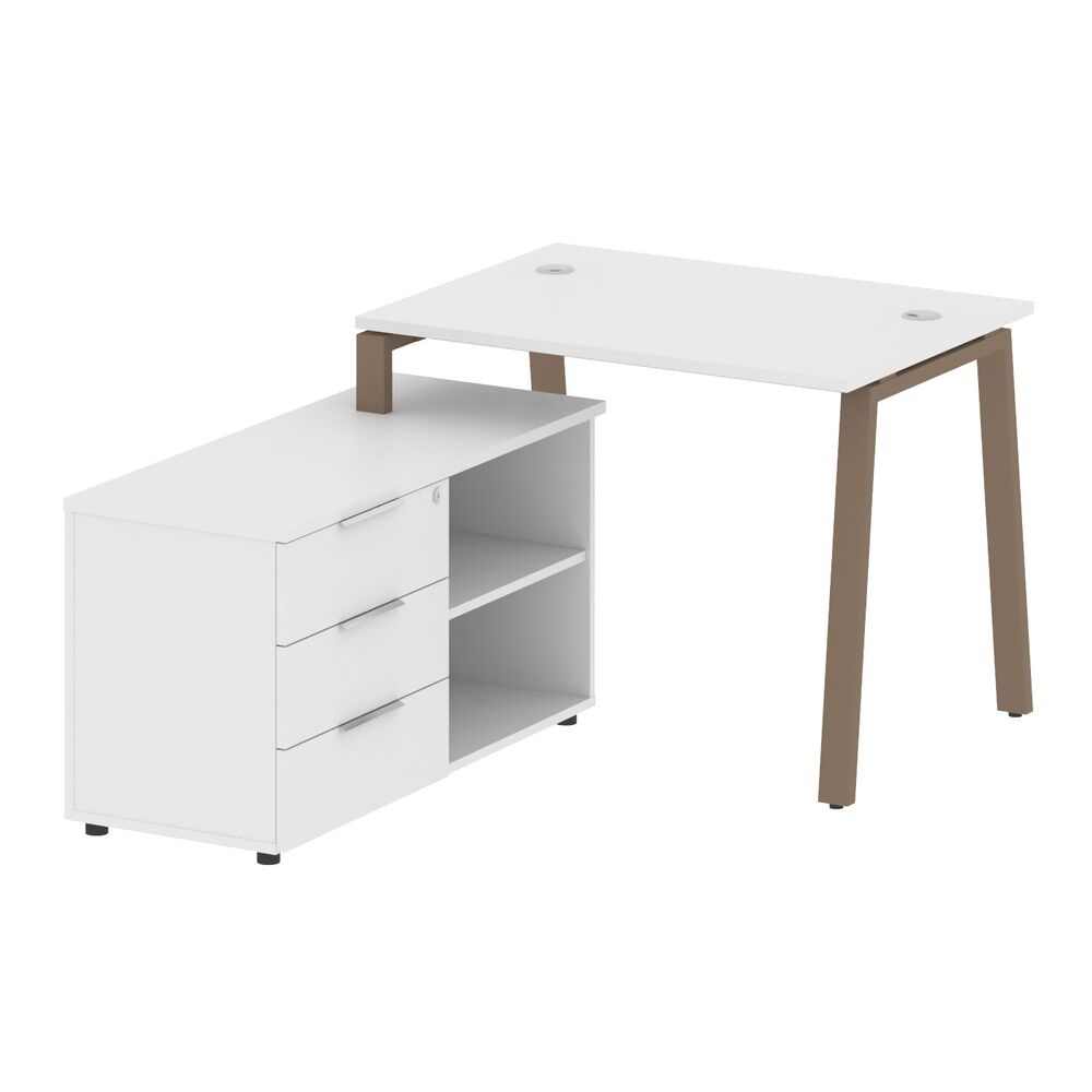 Рабочая станция на А-образном м/к с опорной тумбой левая