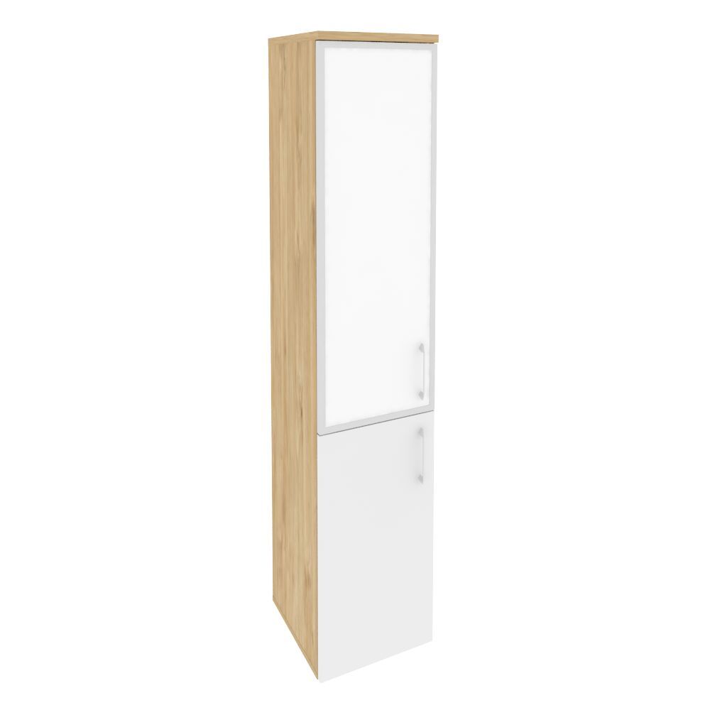 Шкаф высокий узкий левый (стекло белое)